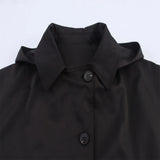 Autumn new European and American style hooded long sleeved lapel jacket single breasted trench coat short jacket