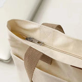 1Pc Women's Tote Bag Canvas Sewing Thread Large Capacity Advanced Sense Handbag Convenient Practical Female's Commuter Bag