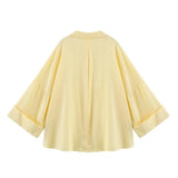 MUJER Striped Women's Shirt White Loose Casual Shirts for Women Summer Button up Shirts and Blouses Woman Wide Sleeve Ladies Top