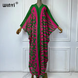 WINYI Africa Bohemia Print Kimonos Loose Dresses for Woman Cardigans Beach Outfits Kaftan Beach Cover Up Evening Dress Maxi Coat