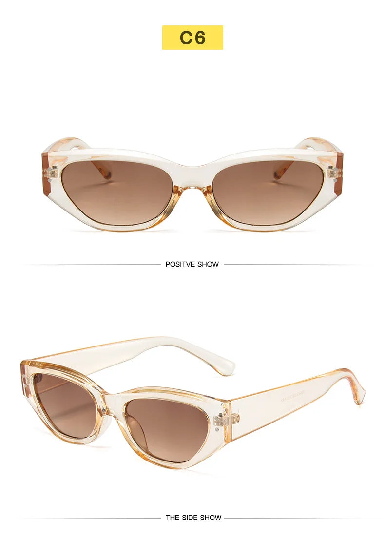 Retro Cat Eye Sunglasses Women Vintage Small Eyewear Women Men Rivet Sun Glasses Female Luxury Brand Eyewear UV400