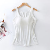 2026 Women's Vest Tops With Built In Bra Neck Vest Padded Slim Fit Tank Tops Sexy Shirts Feminino Casual Underlay shirt slimming