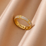 Zircon Geometric Heart Rings For Women Stainless Steel Gold Color Wedding Ring Luxury Aesthetic Jewlery Couple Gift 2025