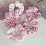 5pcs Polka Dot Hair Ties Cute Fabric Scrunchies Floral Print Hair Bands Elegant Academy Style for All Ages