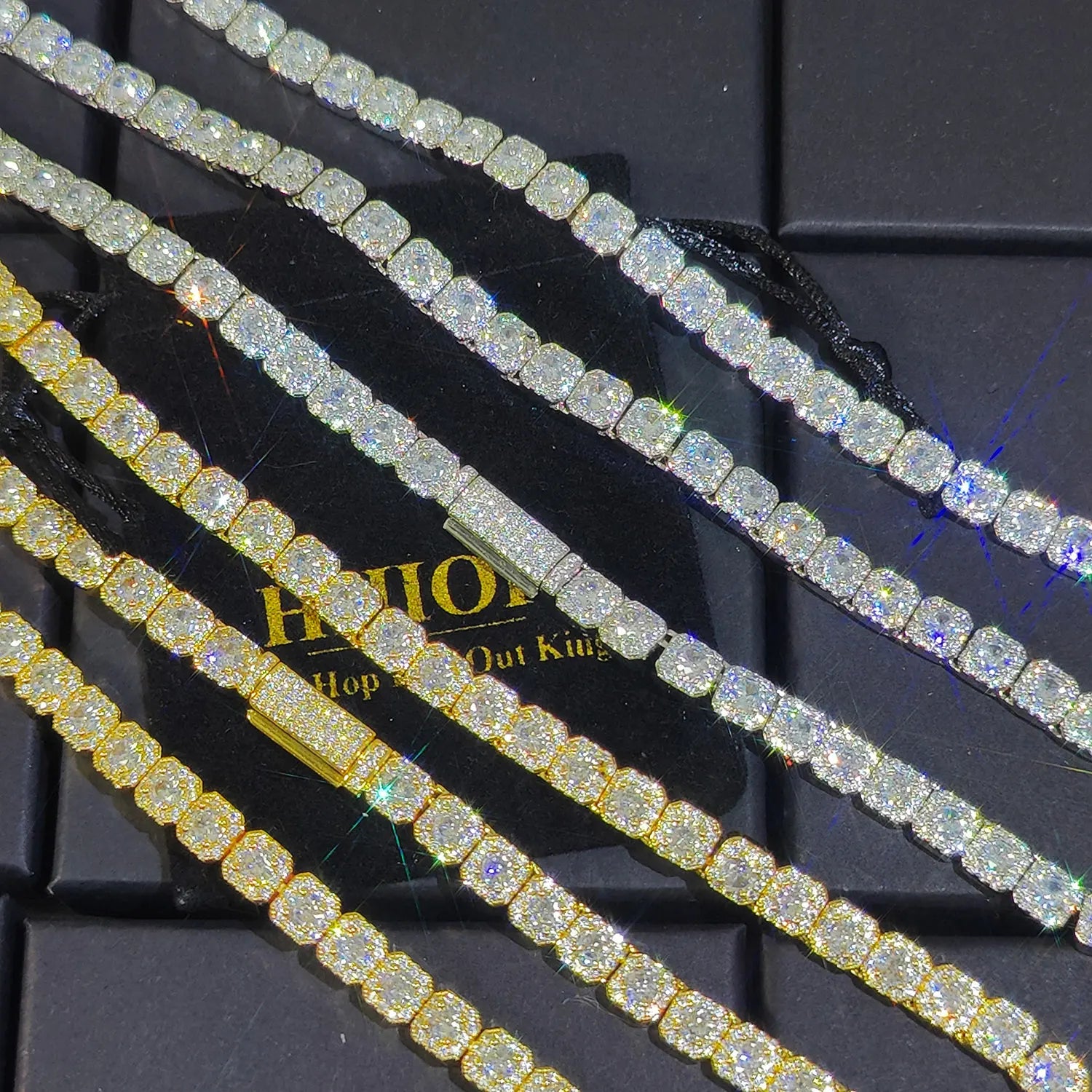 HHIOK Clustered Diamond Tennis Chain Miami Tennis Link Bracelet for Women 7MM Iced Out CZ Cuban Necklace Hip Hop Jewelry Gifts