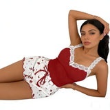 2026 Women's Sexy Lace Camisole Vest Shorts Sleepwear Women's Slim Fit Two-Piece Home Outfit New Product Pink Coffee Blue