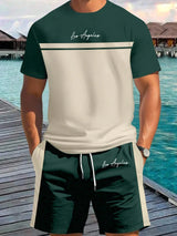 2026 Summer New Arrival Men's Letter Print Short-Sleeve T-Shirt Stylish Mens Shorts Set Vacation Beach Casual T-Shirt Summer Top