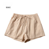 ITOOLIN Casual Linen Shorts Women Gym Workout Shorts Short Pants High Waisted Black Ladies Short Femme Women Shorts Sport Femme