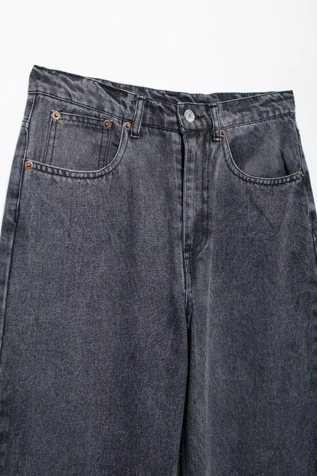HH 2024 Women's Street Fashion Denim Blue Jeans Distressed Patchwork High Waist Zipper Fly Ripped Retro Long Pants