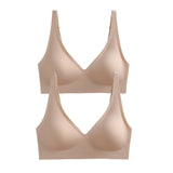 2Pcs/Set Seamless Bras For Women Wireless Underwear Push Up Bralette Soft Padded Deep V Sexy Lingerie Sleepwear Intimates S-3XL