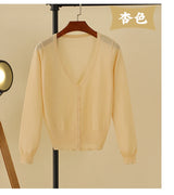 Summer Cardigan Women Cropped Korean Fashion Style Female Black Women's Coat Clothing V-neck Ladies Sweater Outerwear Cute Basic