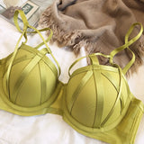 Hot Sale Women Lace Underwear Sexy Hollow Push Up Bra Set Classic Bandage Lingerie Fashion Fluorescent Plus Size C D Brassiere