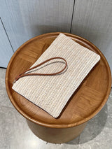 Straw Woven Clutch Bag, Trendy Braided Waist Purse, Women's Zipper Handbags for Phone Coin Key, Lady's Ultra Thin Straw Bag