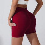 Peach Hip Lifting Sports Shorts Women High Waist and Waist Tightening Slimming Running Hip Speed Drying Three Point Tight Pants