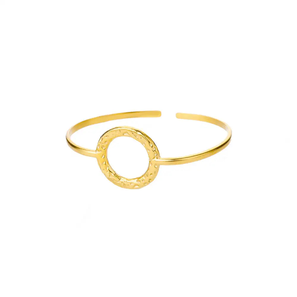 Exquisite Classic Bump Pattern Openning Bangles Bracelet For Women Cuff Bracelet Gold Color Stainless Steel Hand Ornament Gift