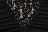 Mozision Lace Halter Backless Sexy Maxi Dress For Women Black Off-shoulder Strapless Sleeveless Bodycon Club Party Long Dress