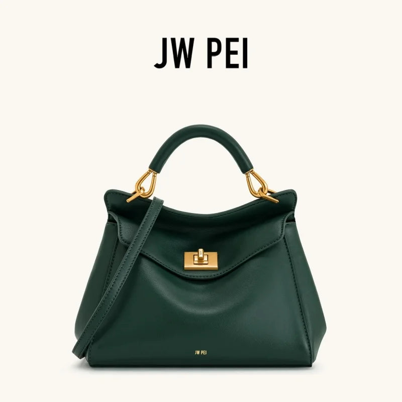 JW PEI Lucia Top-Handle Bag Luxury Designer Crossbody Shoulder Bag for Women Elegant Turn Lock Vegan Leather Messenger Purse