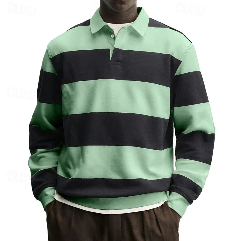 2026 New Striped Graphic Polo Shirts For Men Fashion Autumn Long Sleeve 3D Printed Golf Polo Casual Oversized Business Tops