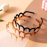Korean Women Hair Comb Non-Slip Headband Plastic U Shape Hair Hoops Fixed Teeth Fluffy Top Hair Bands Headwear Hair Accessories