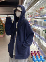 Korean Fashion Zipper Hood Sweatshirt Women Autumn Long Sleeve Tops Casual Y2K Hoodies Streetwear Harajuku Loose Jackets Coats