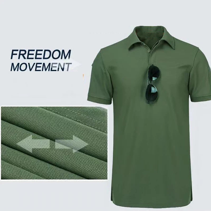Men Summer Quick Dry Breathable Elastic Military Tactical Shirts Pullerover Hiking Camping Tops Climbing Tees Sports Gym T-shirt