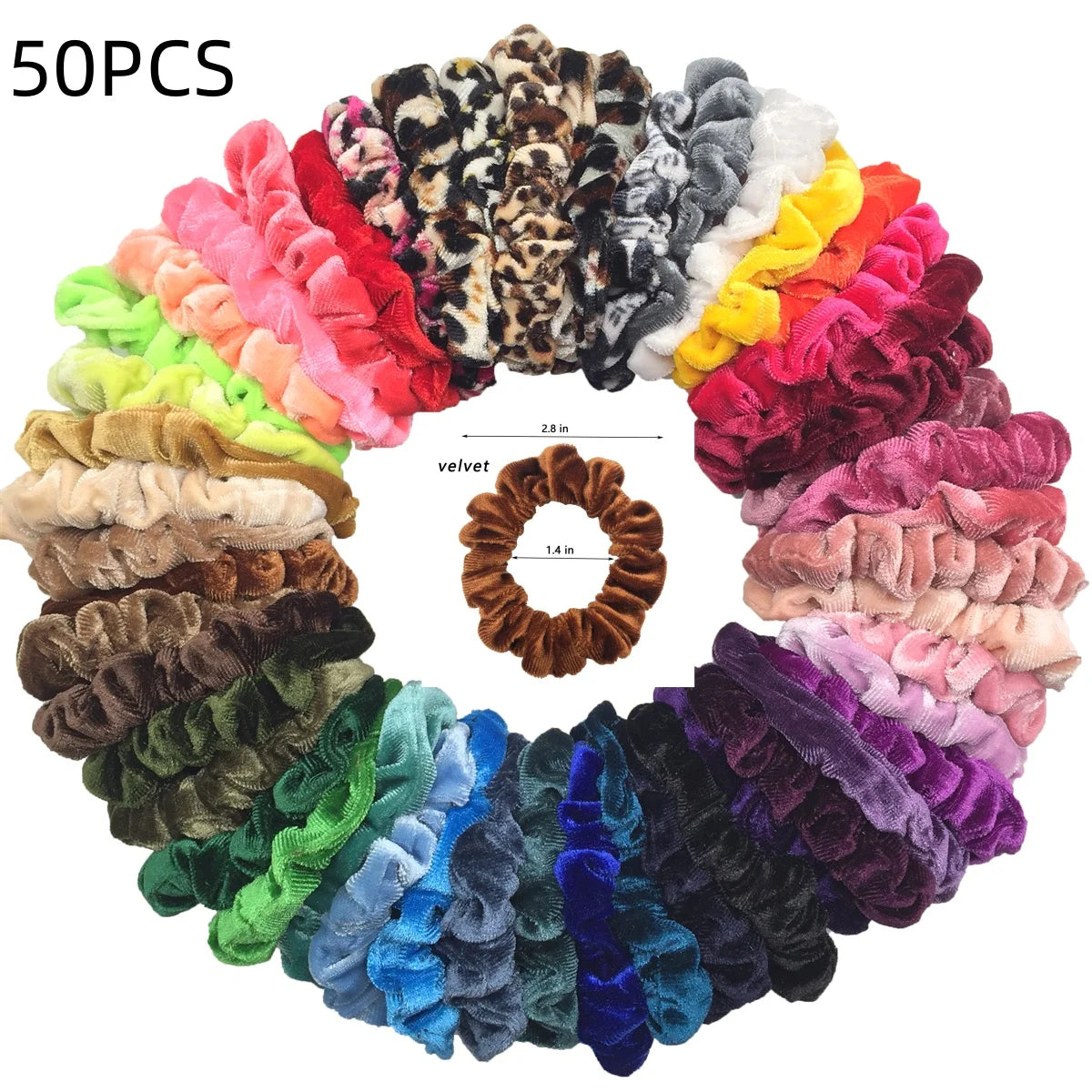 24/50/6pcs Scrunchies Women Velvet accessoires for boutique Cute Leopard High Quality Elastic Headwear Ponytail Hair Tie