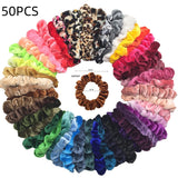 24/50/6pcs Scrunchies Women Velvet accessoires for boutique Cute Leopard High Quality Elastic Headwear Ponytail Hair Tie