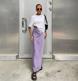 Elegant Satin Black Trumpet Skirts Fashion Slim High Waist Skirts Women Female Solid Office Long Skirt Spring Summer