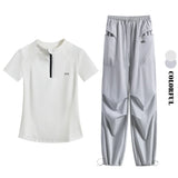 DRUR Summer Hiking Tracksuit Women Breathable Quick Dry Running Set  2 Piece Gym Outfit Slim Fit Sports Top Cargo Pants Suit New