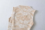 2025 Women's Summer Elegant Beige Black Sleeveless Lace Bodysuits Lady Luxury High Quality Street Bodycon Rompers Jumpsuits Tops