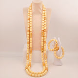 32inches 2Layers orange artifinal nigerian coral bead jewelry set wedding
