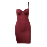 Slimming Full Length Shapewear Slips Nude Straight Tube Dress Body Shaper Women Skinny Under Dresses Underwire Cup Black