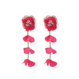 Chiffon flower multi-layer earrings, summer beach vacation style exaggerated earrings design, light luxury, niche