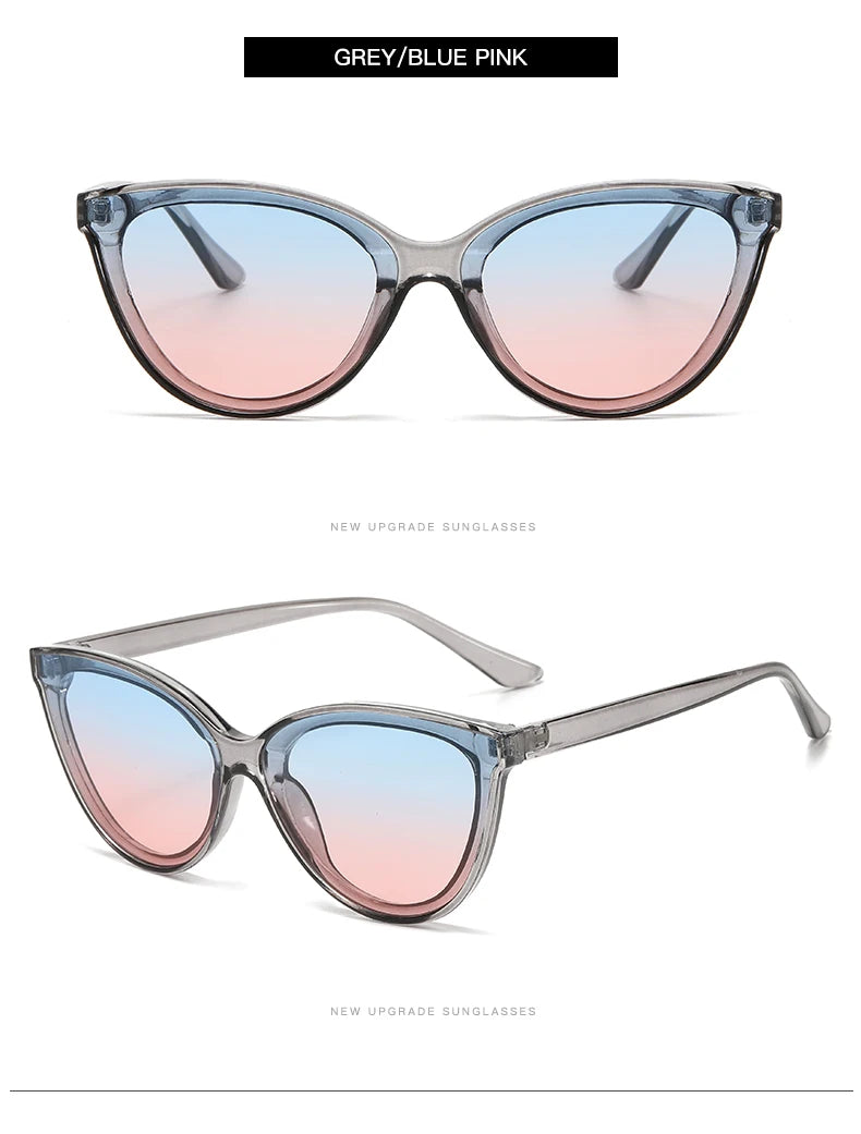 Large Frame Cat Eye Sunglasses Women New Retro Minimalist Style Gradient Sun Glasses High Quality Eyeglasses UV400