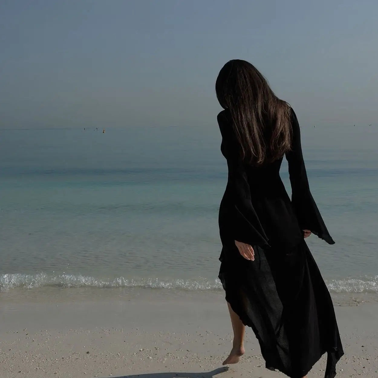 Beach Cover Up Cover-ups Dress Chiffon Long Sleeve Sunscreen Beachwear Womens Clothing Sexy V Neck Ruffled Black White New Tunic