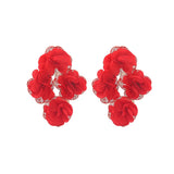 Chiffon flower multi-layer earrings, summer beach vacation style exaggerated earrings design, light luxury, niche