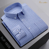 New In Shirt Oversize Long-Sleeve 100%Cotton Shirts for Men Slim Fit Formal Plain Shirt Plaid Casual Tops Designer Black Clothes
