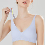 Seamless Women's Bra Small Chest Big Hollow Design Underwear Support Non-removable Semi-fixed Cup One Piece Striped Thin Bra