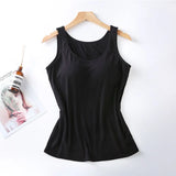 2026 Women's Vest Tops With Built In Bra Neck Vest Padded Slim Fit Tank Tops Sexy Shirts Feminino Casual Underlay shirt slimming