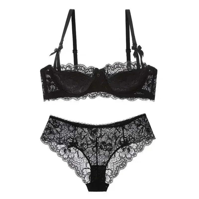 MOYISU French Romantic Lace Comfortable Breathable セクシー Tushy Slim Bra Collection Pure Desire Girls Push Beautiful Underwear SET