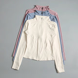 Women Zip Fitness Yoga Shirt Long Sleeve Sports Jacket Gym Top Activewear Running Coats Workout Clothes Woman
