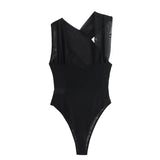 MUJER 2025 Woman Body Leopard Print Mesh Sleeveless Bodysuit Women Summer Tulle Off Shoulder Tight Bodysuit Lingerie Sexy Body