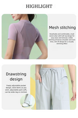 DRUR Summer Hiking Tracksuit Women Breathable Quick Dry Running Set  2 Piece Gym Outfit Slim Fit Sports Top Cargo Pants Suit New