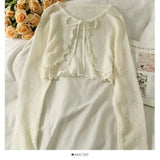 Summer Women Thin Sunscreen Cardigan Lace-up Knitwear Tops Female Korean Style Lantern Sleeve Short Coat Casual Sun Protected