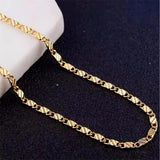 Fashion 18K Gold Necklace 2MM 16/18/20/22/24/26/28/30 Inch Side Chain Necklace For Women Men Jewelry 925 Silver Necklace