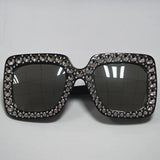 Diamond Oversized Sunglasses Big Square Frame Sunglasses UV400 Crystal Eyewear Retro Rhinestone Frames Eyeglasses