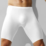 1pc Men Ice Silk Boxers Shorts Sports Long Leg Shorts Underwear Thin Seamless Anti-wear Panties Breathable Comfortable Underpant