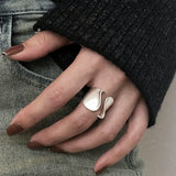 925 Sterling Silver Rings for Women Couple Minimalist Handmade Simple Big Open Ring Party Prevent Allergy Jewelry Holiday Gifts