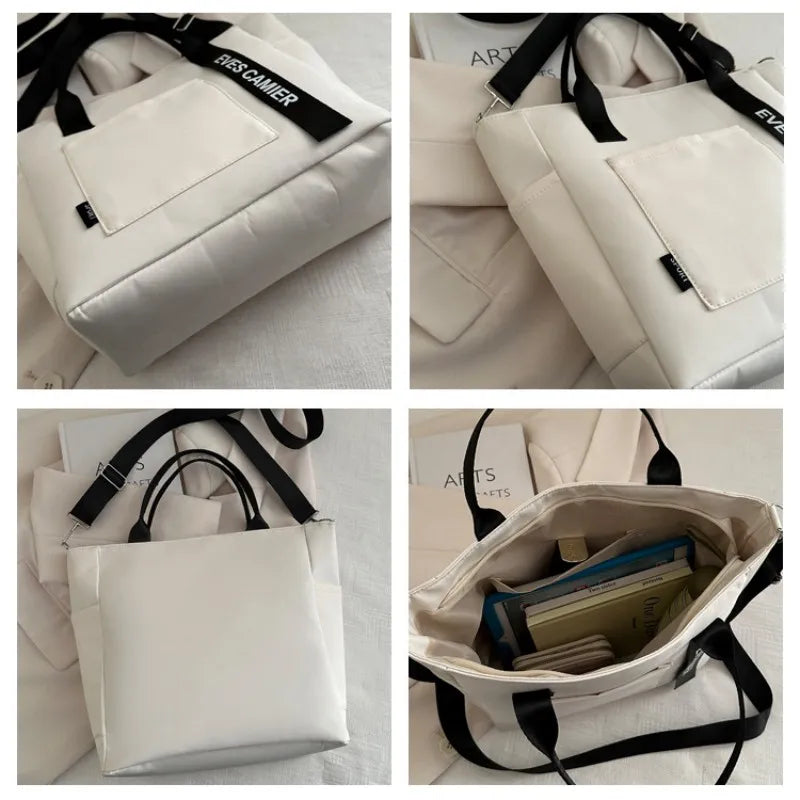 Trending Women Waterproof Nylon Tote Bag Large Capacity Lightweight Crossbody Bag for Student Work Travel Gym