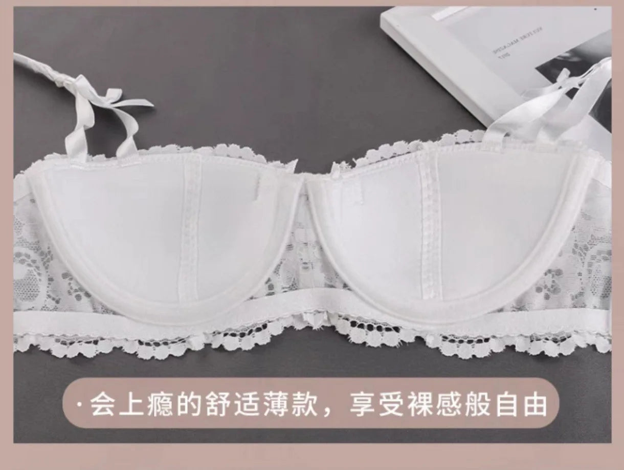 Women Bras Sexy Lace Half Cup Push Up French Style Lingerie Soft Deep V Top Breathable Back Closure Thin Bralette Ropa Mujer